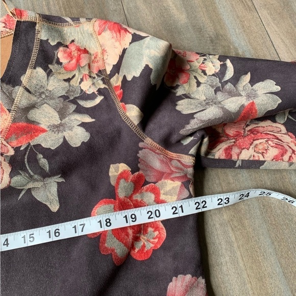 Anthropologie Solitaire Emilie floral sueded kimono open jacket size large - Picture 2 of 7